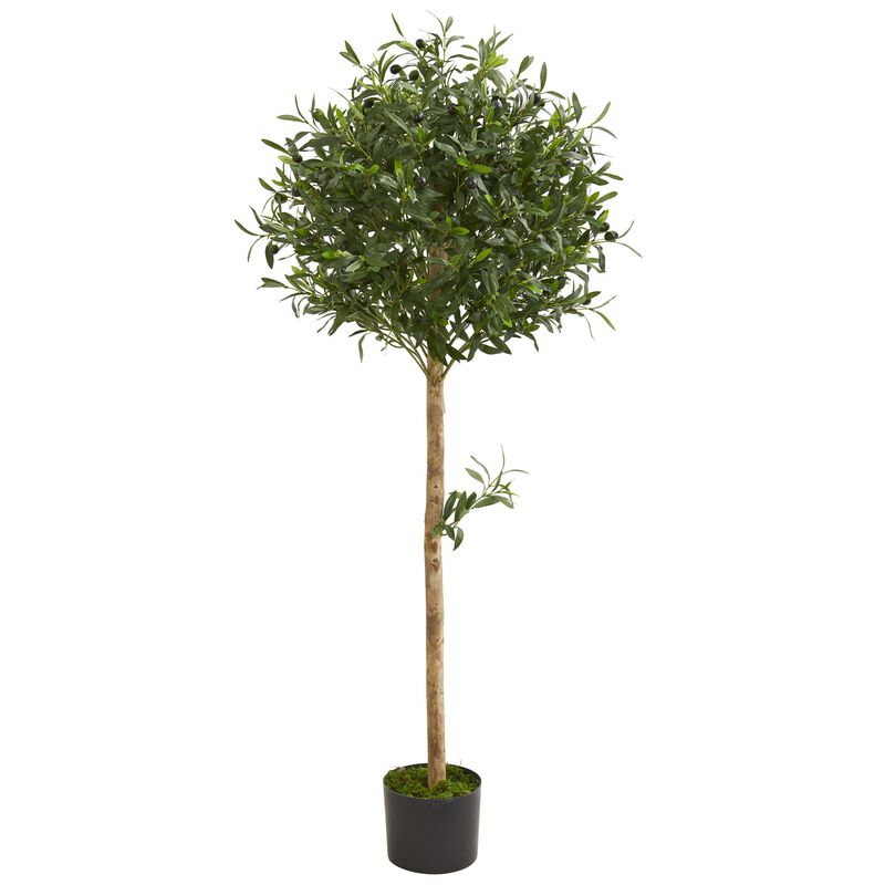 Hivvago 5 Feet Olive Topiary Artificial Tree