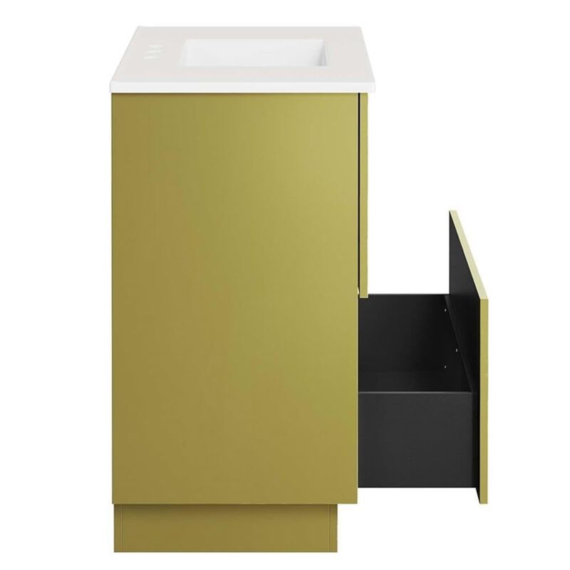 Modway Quantum Modern Bathroom Vanity with Ceramic Sink Basin and Storage Drawer, 36", White Gold image number 6