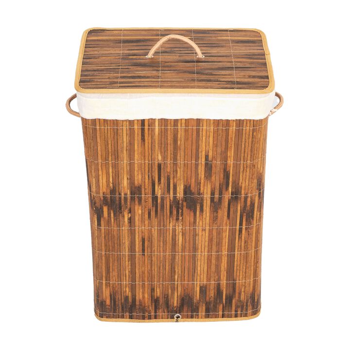 Vintiquewise QI004430BSQ Rectangle Foldable Bamboo Laundry Hamper with Lid and Handles for Easy Carrying