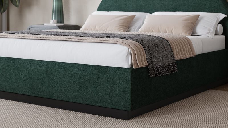 Flex Queen-size Upholstered Bed in Emerald Chenille