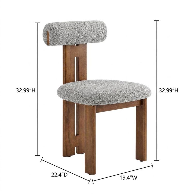 Boucle Fabric Upholstered Dining Chairs, French Oak Ivory, Set of 2 image number 2