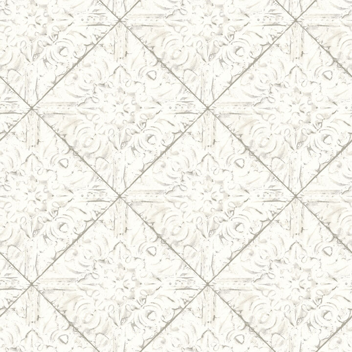 Brandi White Tin Tile Wallpaper (Set of 2)