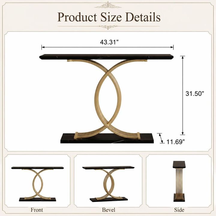 GOODSILO Narrow Accent Console Table with Gold Intertwined Metal Legs, Luxury High-End Entryway Furniture for Hallway Living Spaces