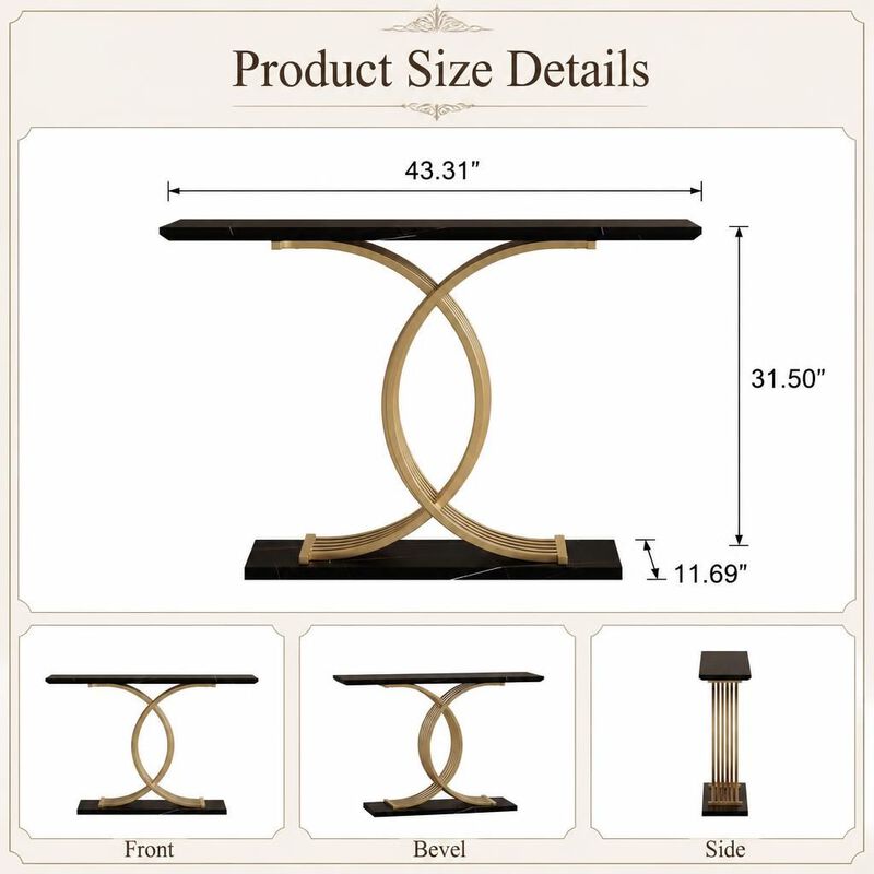 GOODSILO Narrow Accent Console Table with Gold Intertwined Metal Legs, Luxury High-End Entryway Furniture for Hallway Living Spaces image number 1