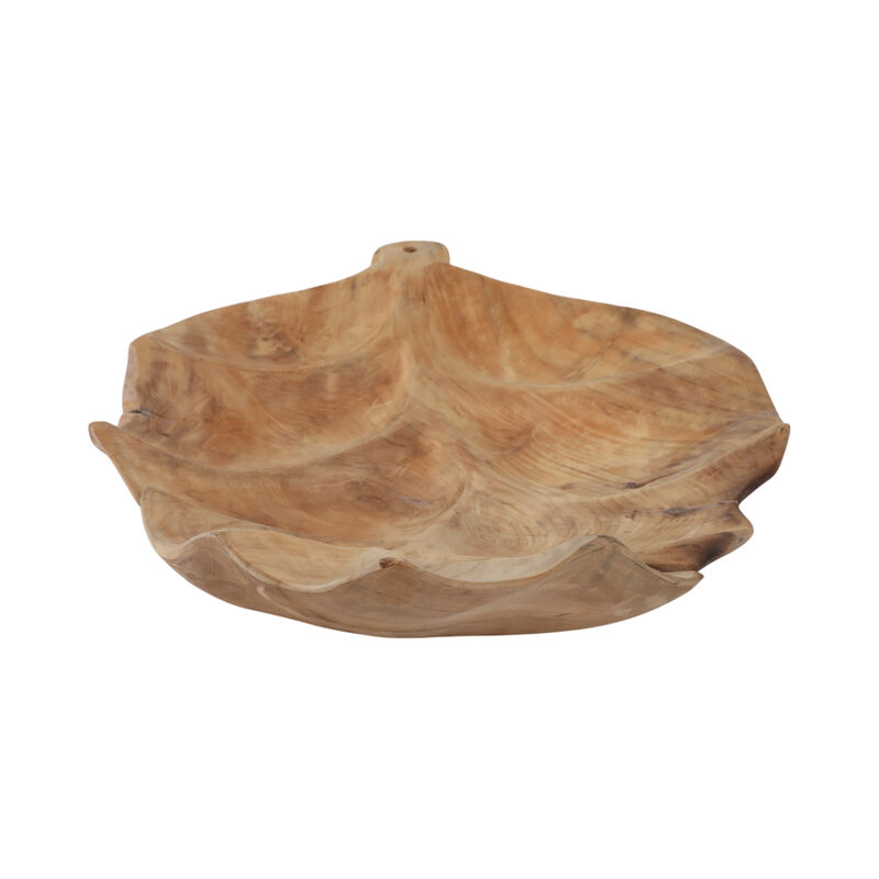 24" Teak Leaf Bowl, Natural image number 2