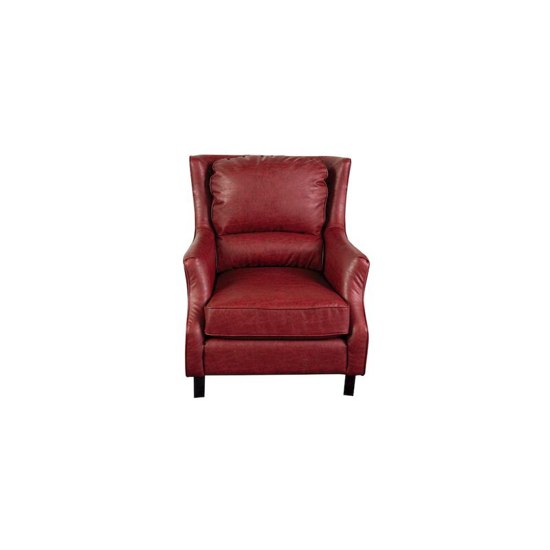 Porter Designs Garnett Crackle Leather Club Style Accent Chair, Red