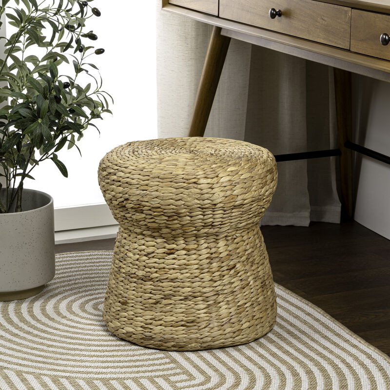 Alberto 18.5" Modern Bohemian Hand-Woven Hyacinth Mushroom Stool
