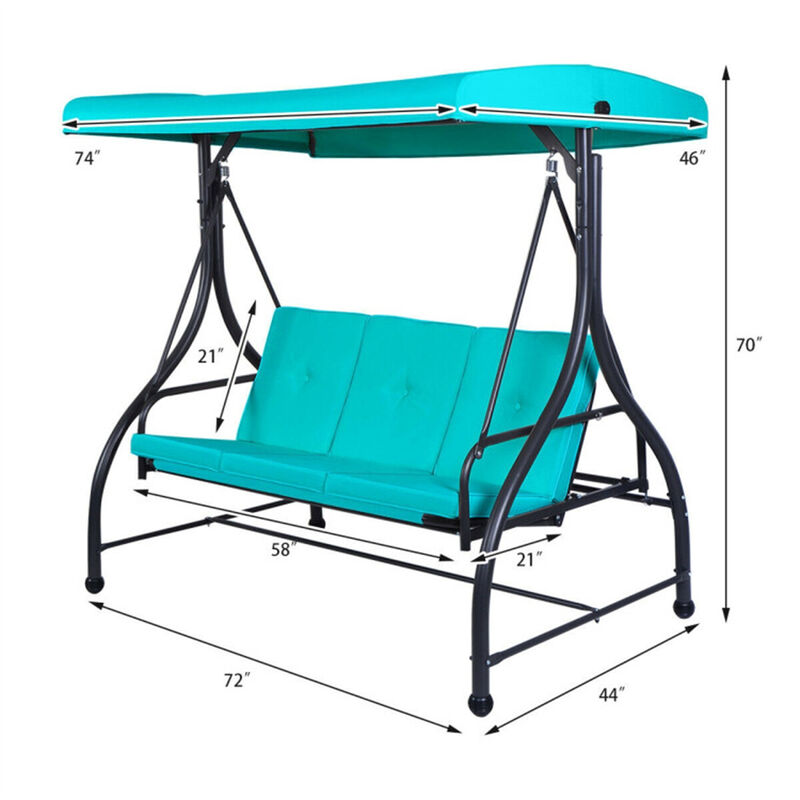 Weather-Resistant 3-Person Swing Chair with Folding Hammock Bed