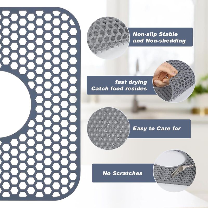 Upgraded Silicone Sink Protector Kitchen Sink Mat, 13.58"x 11.6" image number 4