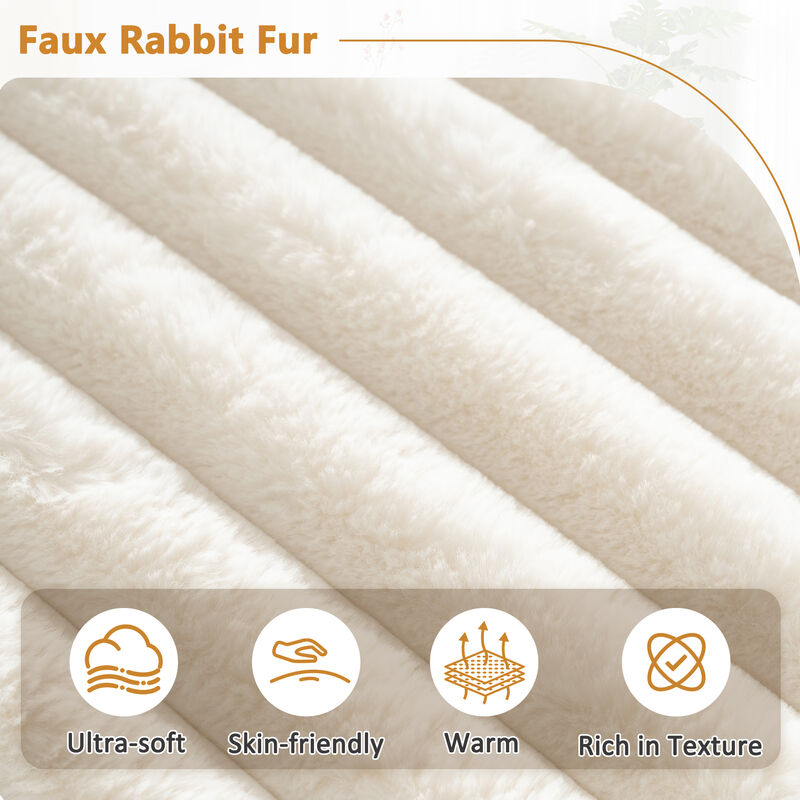 Modular Sectional Sofa with Ultra-Soft Faux Fur and Two Throw Pillows