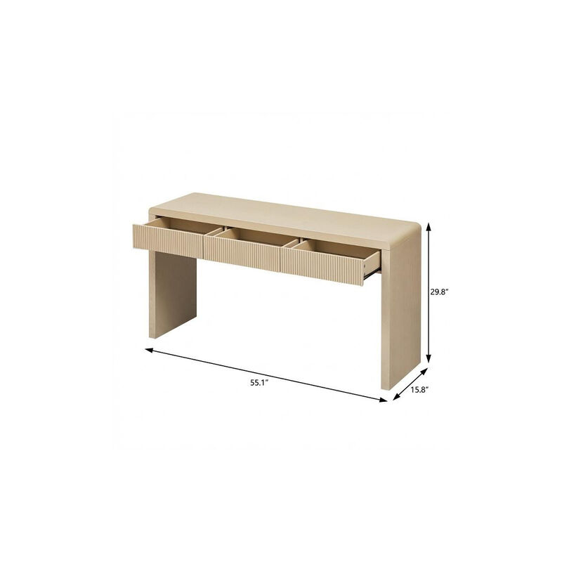 HomeRoots 55" Black Wood Double Pedestal Console Table With Three Drawers image number 2