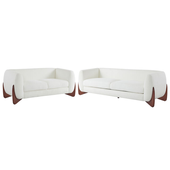 Christopher Knight Home Evat 2 Piece Living Room Boucle Upholstered Sofa Set