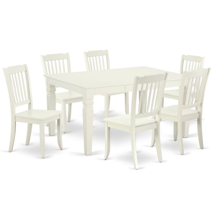 East West Furniture Dining Room Set Linen White, WEDA7-LWH-W