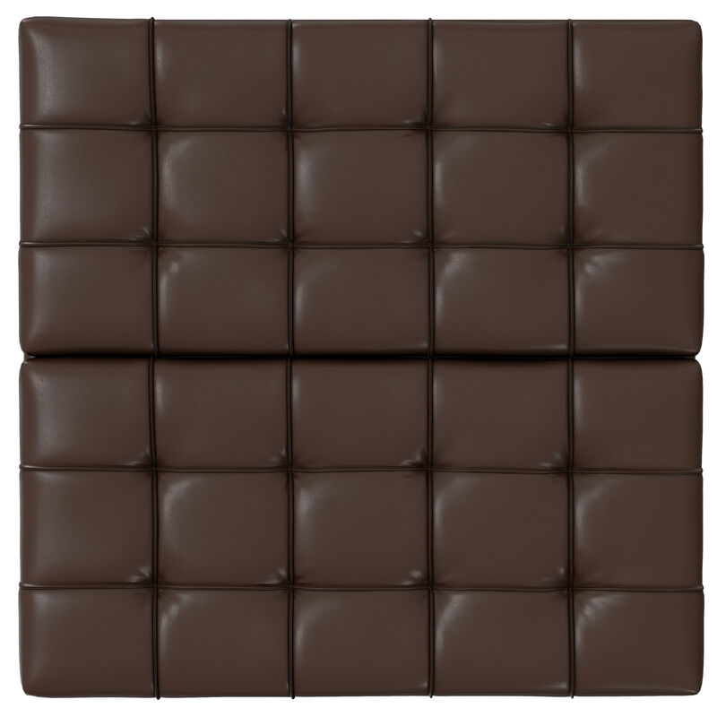 Harrison 40 inch Wide Transitional Square Large Coffee Table Storage Ottoman in Chocolate Brown Vegan Faux Leather, Assembled