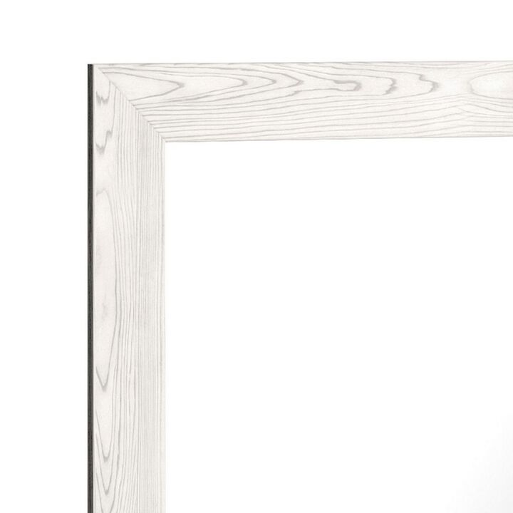 Rectangular Wooden Bedroom Mirror with Grain Details, Gray-Benzara