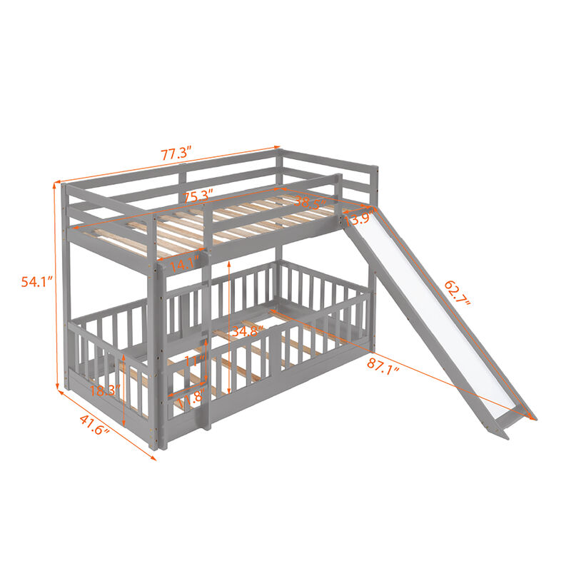 Merax Twin Over Twin Bunk Bed with Slide and Ladder