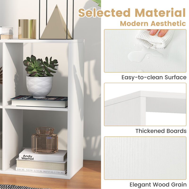 6 Cube Bookshelf with Back Guardrail for Living Room Bedroom