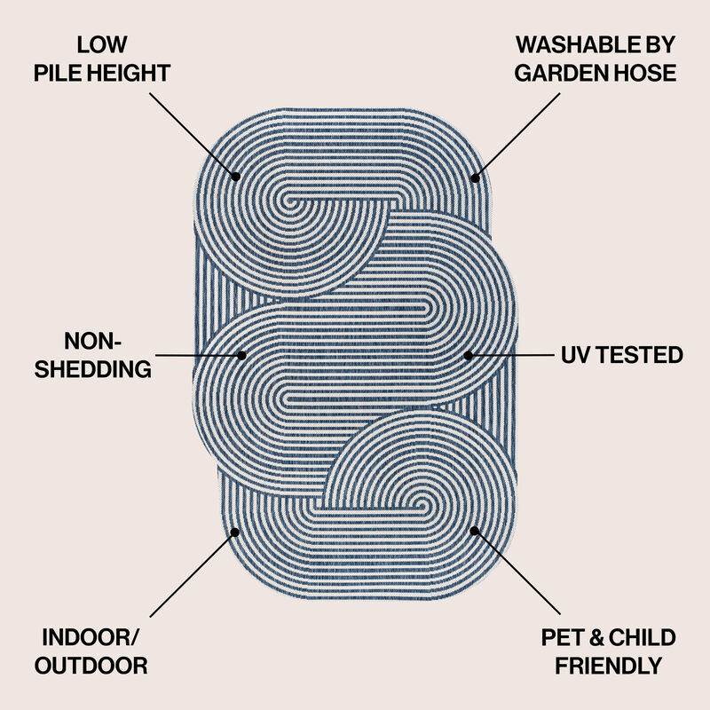 Margot Modern Geometric Arch Stripe Indoor/Outdoor Shaped Area Rug