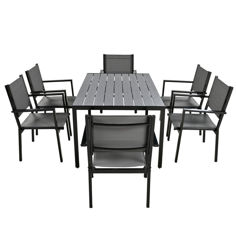 Merax Modern Outdoor  Dining Table Set with 6 Chairs