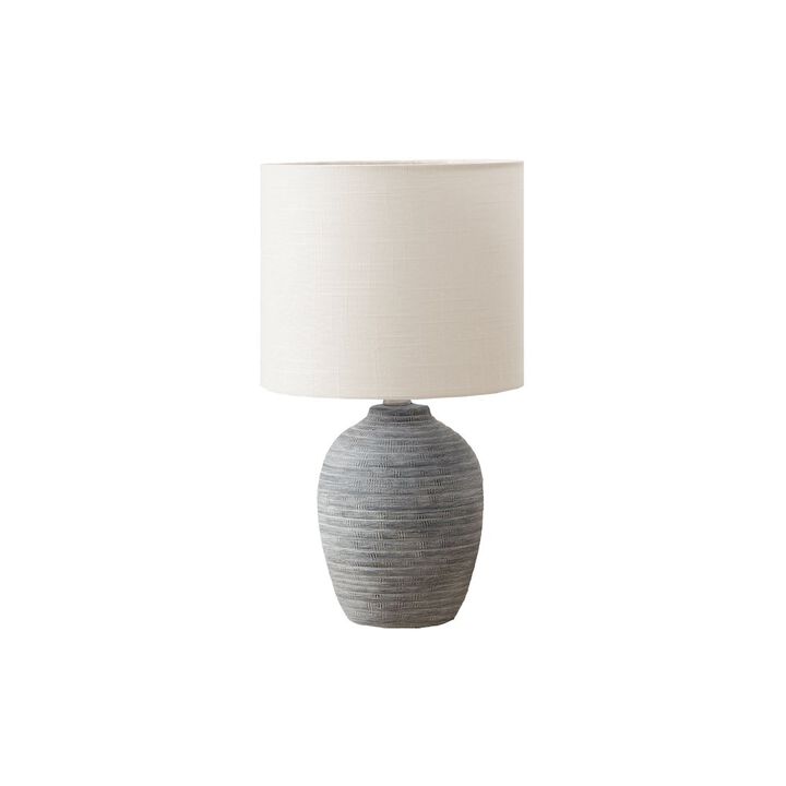 17"H, Table Lamp, Grey Ceramic, Ivory / Cream Shade, Contemporary, Modern