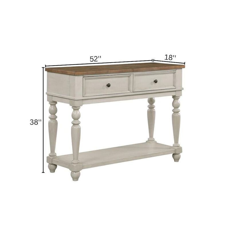 Furnifact White Rustic Sideboard Solid Wood Vintage Console Table With Drawers image number 7
