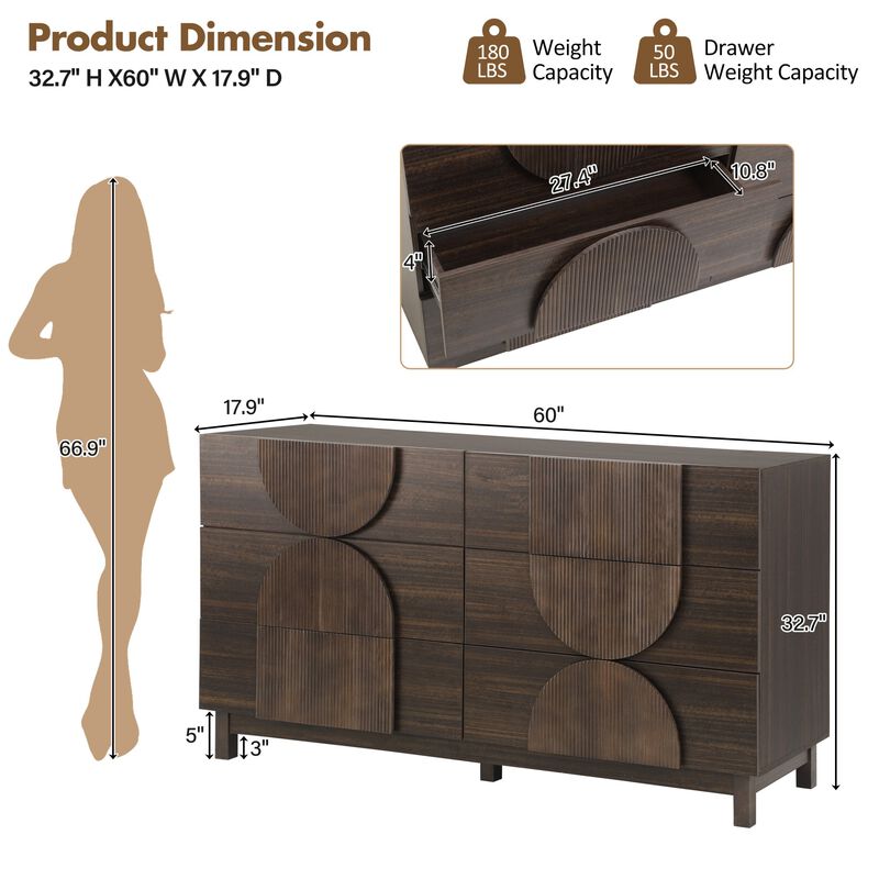 Nugick 6 Drawer Dresser for Bedroom image number 9