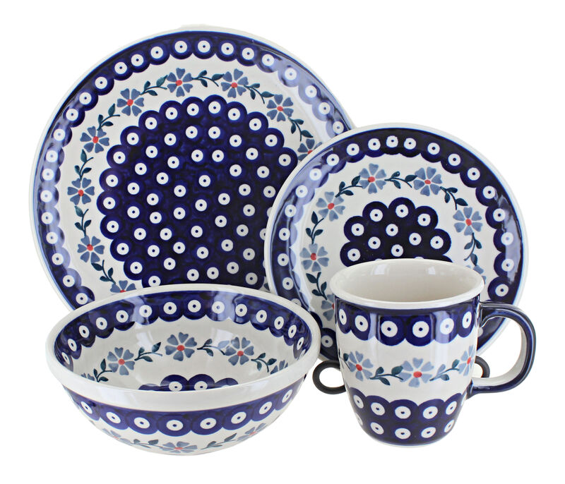 Blue Rose Polish Pottery Brienna 16 Piece Dinnerware Set