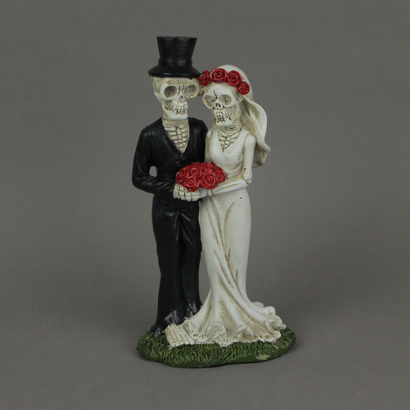 Love Eternal Skeleton Bride Groom Couple Figurine Wedding Decor Resin Statue image number 3