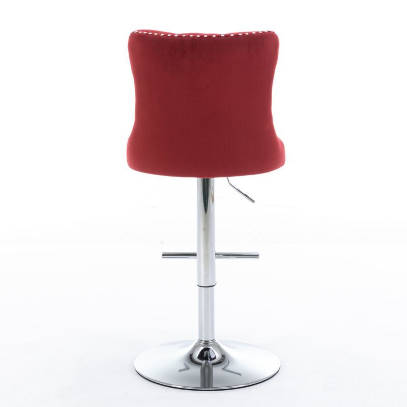 Streamdale Adjustable Swivel Barstools Set in Wine Red image number 7