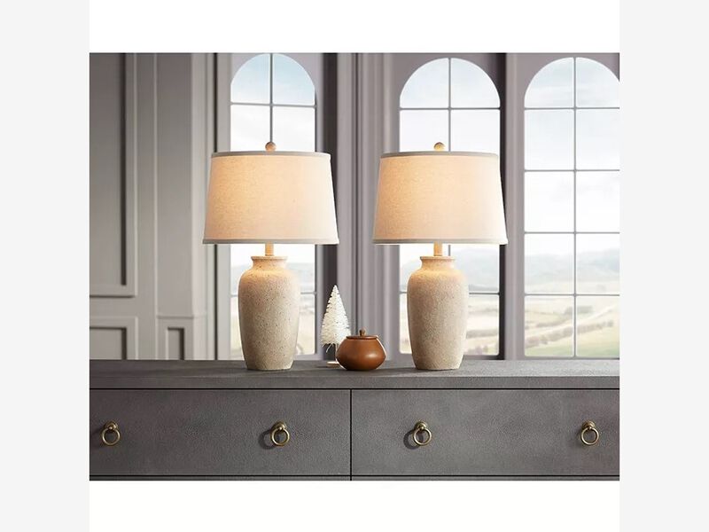 Regency Hill 25 1/2" High Farmhouse Rustic Coastal Country Cottage Table Lamps Set of 2 image number 2