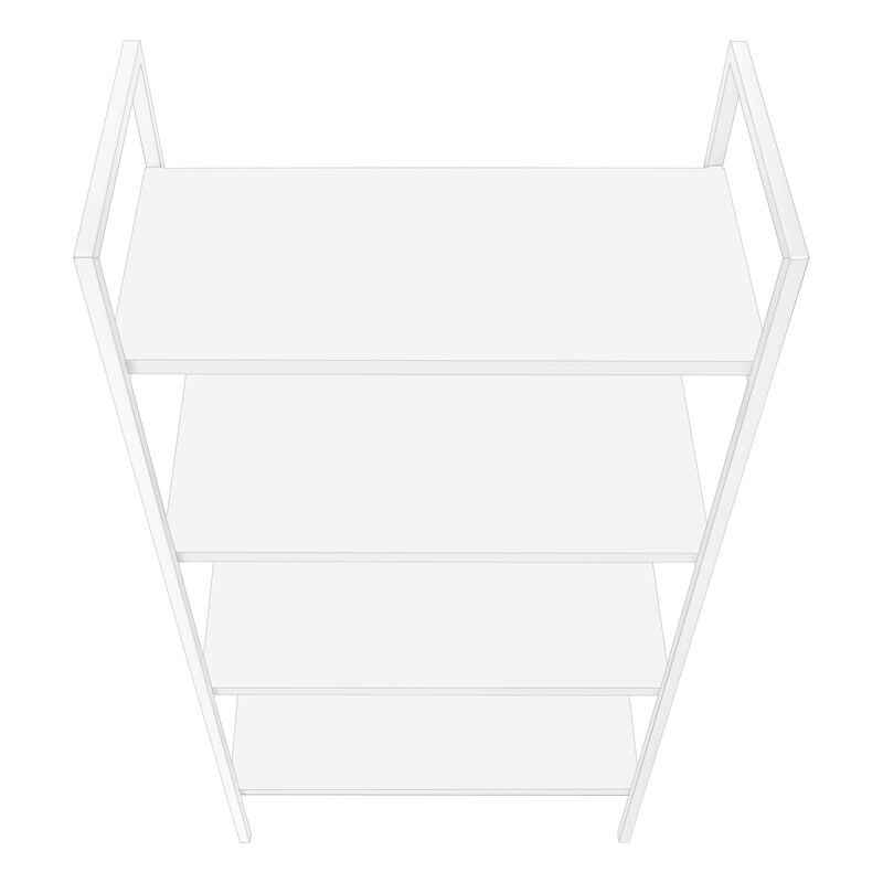 Monarch Specialties I 7801 Bookshelf, Bookcase, 4 Tier, 48"H, Office, Bedroom, Metal, Laminate, White, Contemporary, Modern