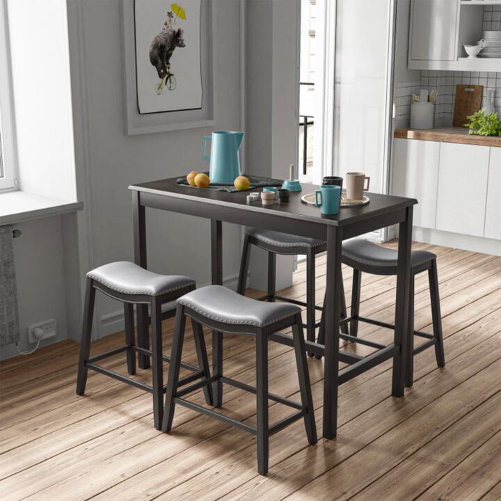 Dining Set with 4 Upholstered Stools set of 5