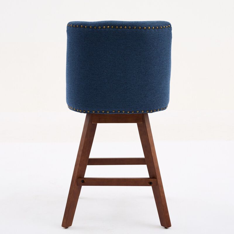 Streamdale Counter Height Swivel Barstools, 26'' H Seat Height Upholstered Bar Stools Set of 2, Fabric in Blue image number 6