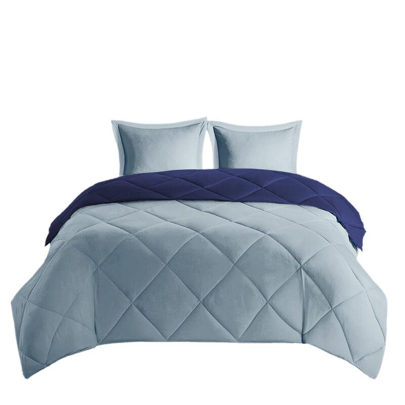 Gracie Mills Vicente Reversible Diamond Quilt Down Alternative Comforter Set with 3M Scotchgard Protection