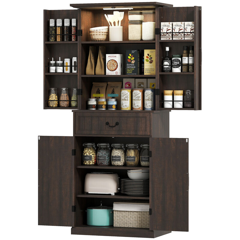 Hivvago LED Kitchen Pantry Cabinet with Storage Shelves image number 0