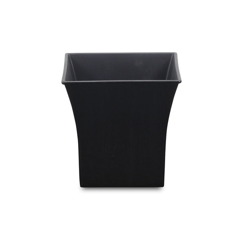 HomeRoots 7" Black Recycled Plastic Indoor Outdoor Square Pot Planter image number 0