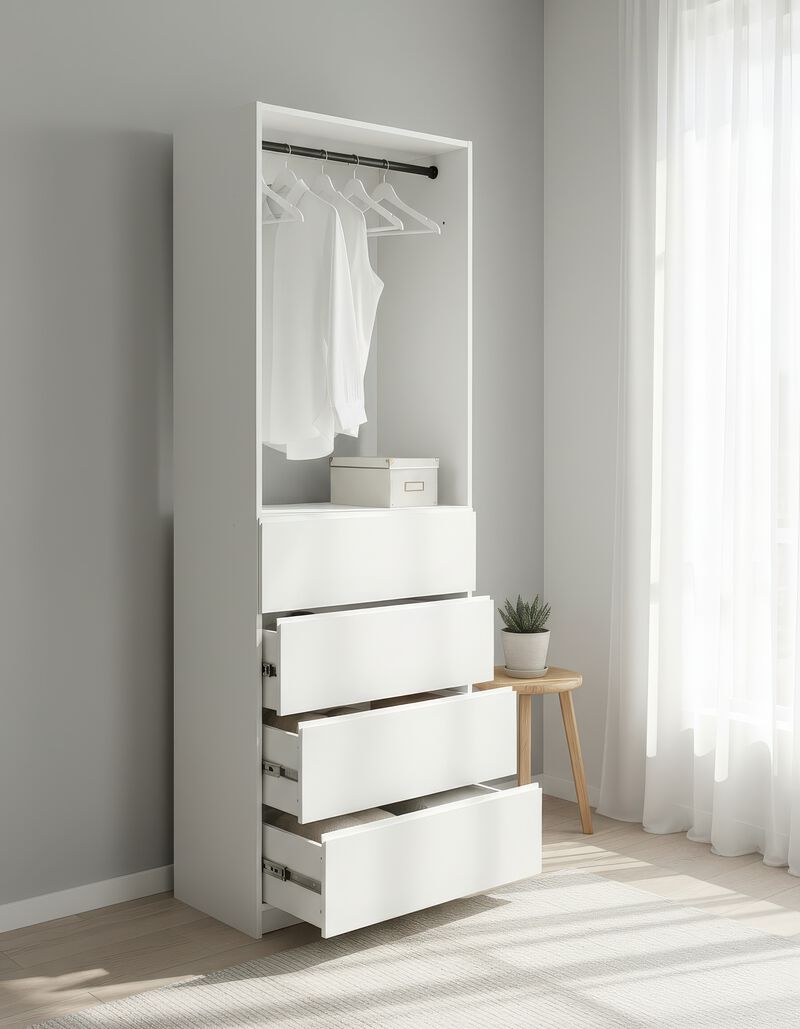 Prosper 32" White Wood Walk-in Closet with Two Rods
