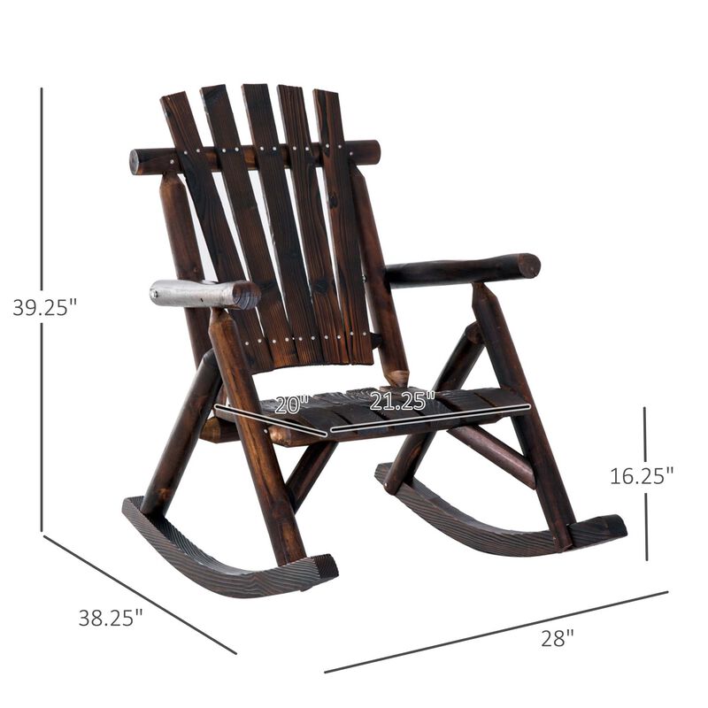 Rustic Porch Perch: Carbonized Wooden Adirondack Log Rocking Chair