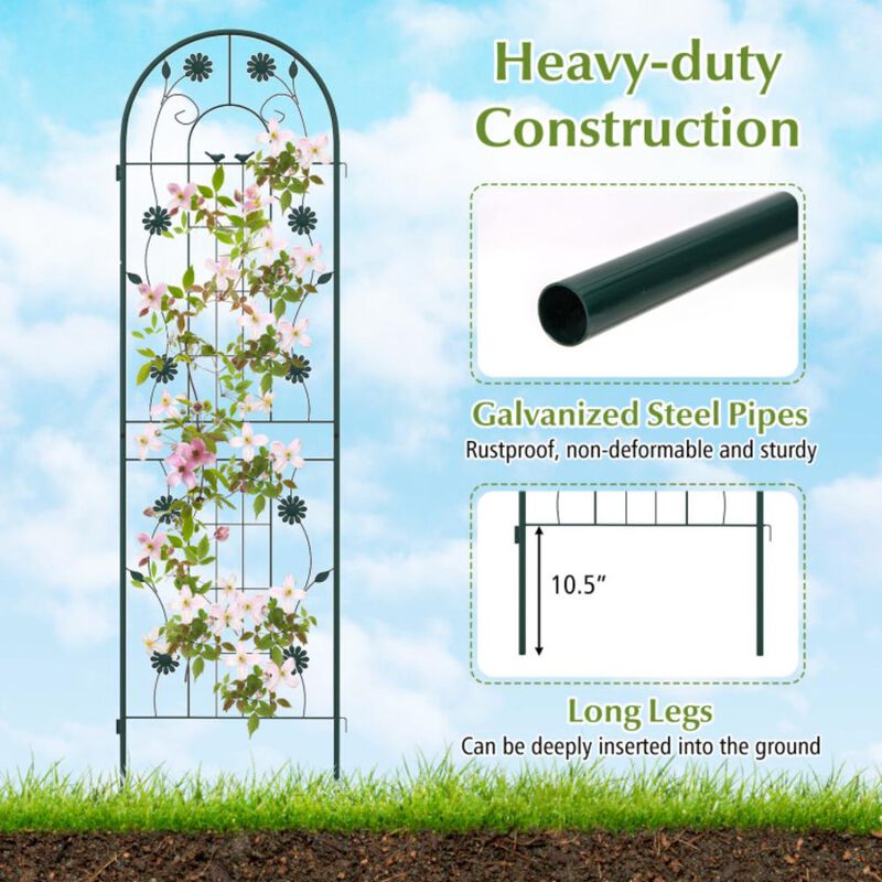 Hivvago 2 Pack 71 x 20 Inch Metal Garden Trellis Rustproof Plant Support for Climbing Plants image number 4