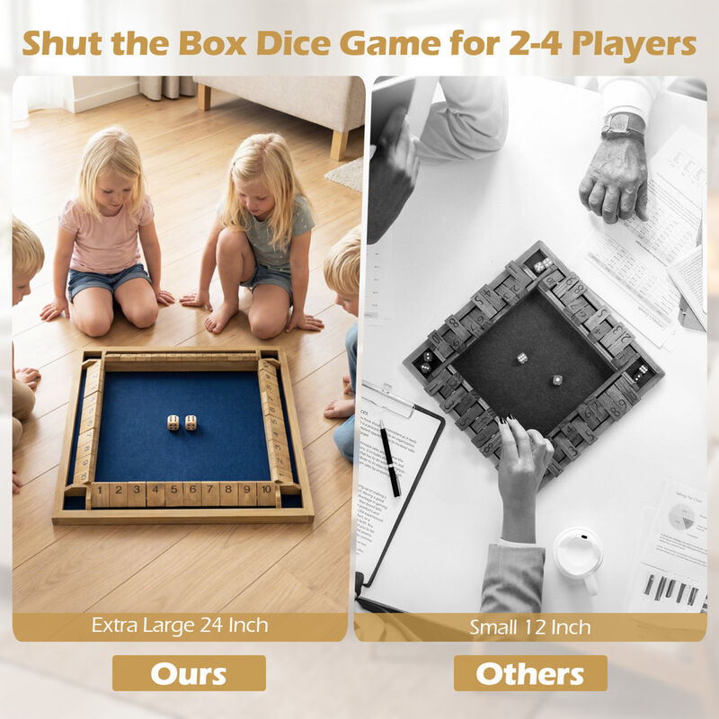 Extra Large Wooden Shut the Box Game for 2 to 4 Players for Home Game Room-Natural image number 7