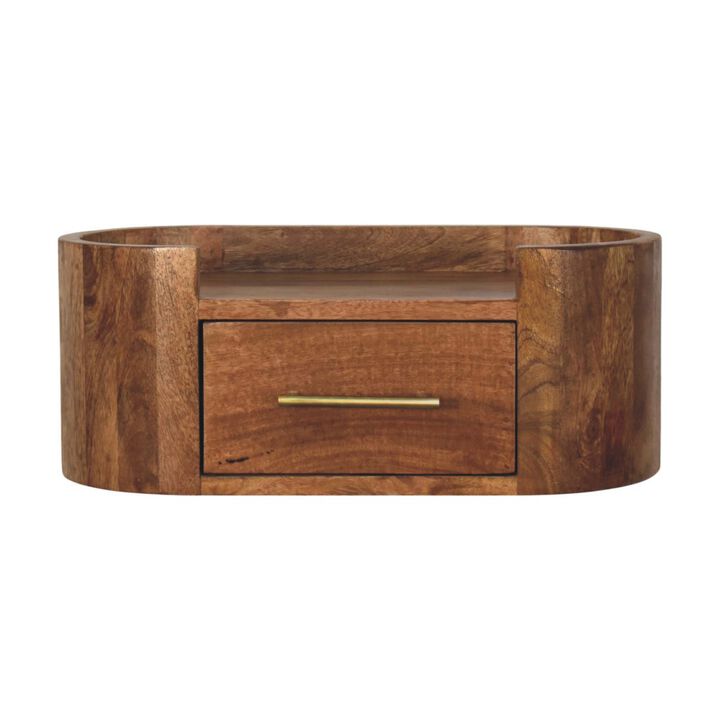 Artisan Furniture Solid Wood Valencia Curve Wall Bedside, Brown