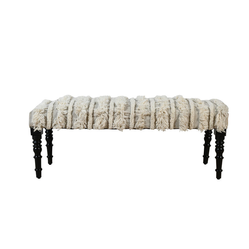 Atlas Shag Striped Wool Upholstered Accent Bench image number 2