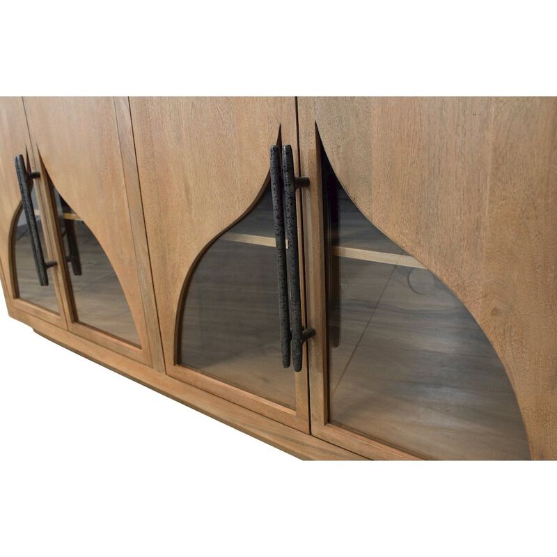 Alex Hamilton Kate 4-Door Sideboard with Solid Wood, Acacia, Iron Handles, Natural Finish