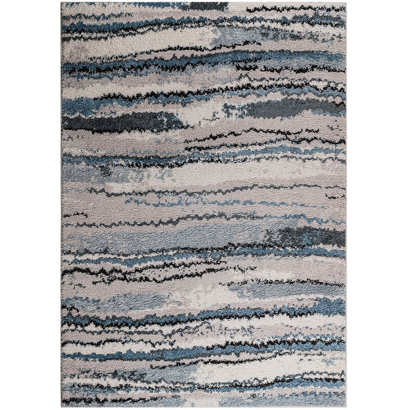 Watercolor Abstract Stripe Woven Area Rug, Super Soft High Pile, Stain/Fade Resistant