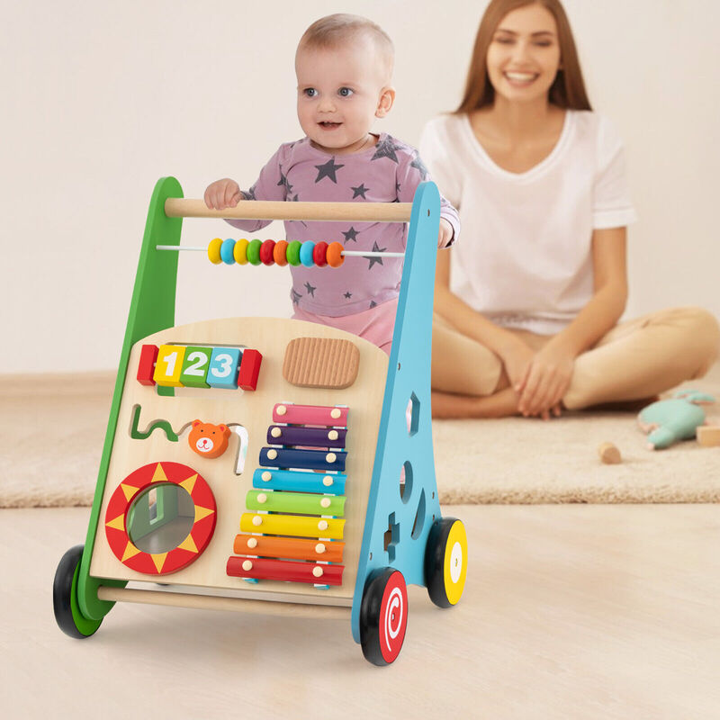 Push Walker Activity Toy for Toddlers, Safe Burr-Free Handle Included