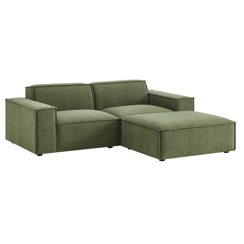 Restore 3-Piece Performance Fabric Upholstered Modular Loveseat with Ottoman image number 0