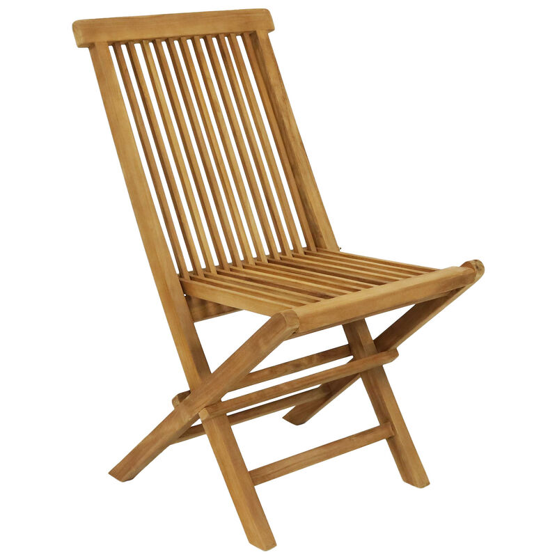 Sunnydaze Hyannis Solid Teak Wood Folding Slat-Back Patio Chair
