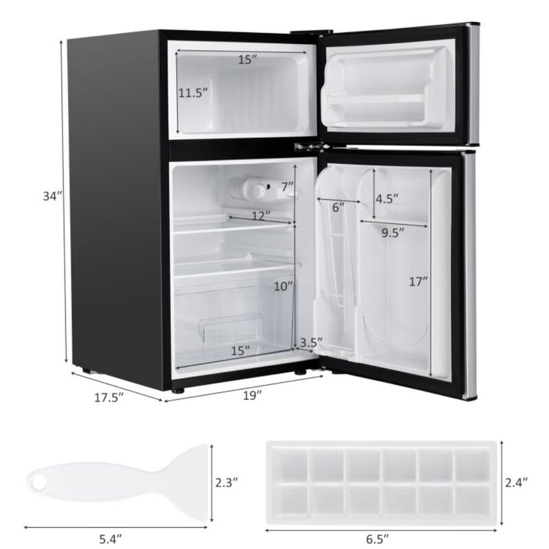 3.2 cu. ft. Retro Mini Fridges in Black with Freezer and Reversible Door