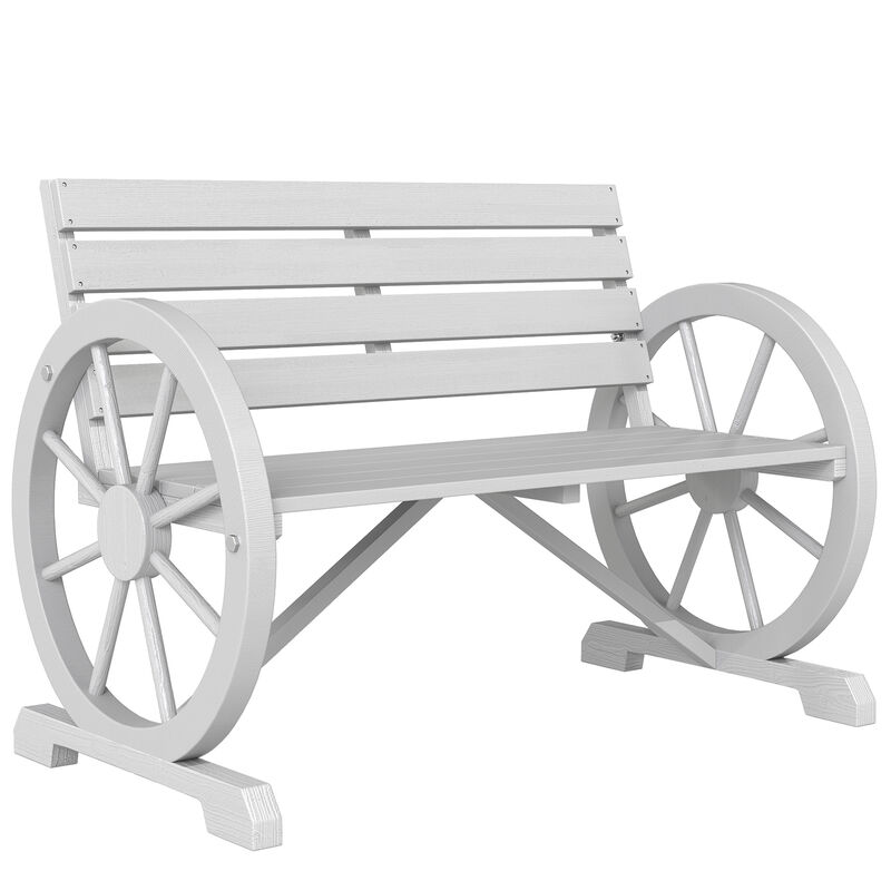 Hivvago Wooden Wagon Wheel Garden Bench image number 0
