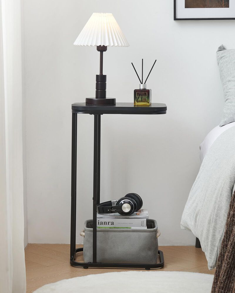 KJGKK C Shaped End Table Set of 2, Small Side Table for Sofa and Bed, Couch Tables That Slide Under, Tall Tv Tray Table for Livi